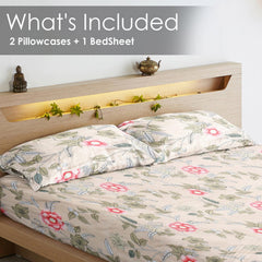 Floral Bliss Cotton Blend King Size Bedsheet - Furnish Factory