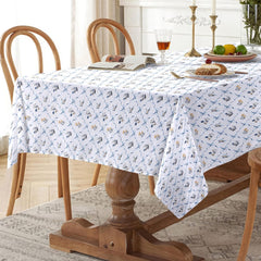 Petals in Blue Harmony Satin Table Cloth (6 /8 seater)