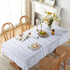Petals in Blue Harmony Satin Table Cloth (6 /8 seater)