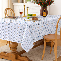 Petals in Blue Harmony Satin Table Cloth (6 /8 seater)