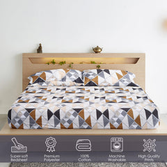 Geometric Harmony Super-Soft Double Bedsheet - Furnish Factory