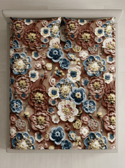 Vintage Bloom Dreamscape β 7D Floral Fitted Super king size Bedsheet - Furnish Factory