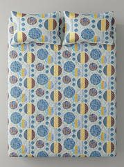 Jaipuri Indigo Earthy Orbit Premium Bedsheet