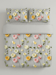 Blossom Serenity Luxe – Floral 7D Bedsheet Fitted Super King Size - Furnish Factory