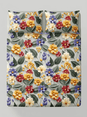 Floral Meadow Elegance – Floral 7D Bedsheet Super King Size - Furnish Factory