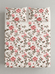 Blush Blossom Charm – Floral 7D Bedsheet Printed Super King Size - Furnish Factory