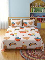 Teddy’s Rainbow Bliss Kids Bedsheet (90 x 100 inches) - Furnish Factory