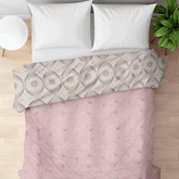 Ultralight Reversible Comforter – Baby Pink & Grey (Floral & Circular Patterns)