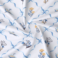 Petals in Blue Harmony Satin Table Cloth (6 /8 seater)