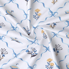 Petals in Blue Harmony Satin Table Cloth (6 /8 seater) - Furnish Factory