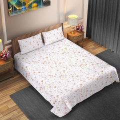Golden Meadow Bloom – Cotton Bedsheet (90×100 inch) King Size