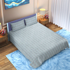Aqua Wave Reversible Cotton Bedsheet (90×100 inch) King Size