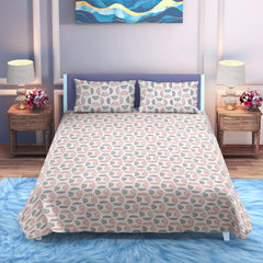 Vintage Half-Moon Reversible Cotton Bedsheet (90×100 inch) King Size