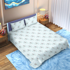 Aqua Wave Reversible Cotton Bedsheet (90×100 inch) King Size