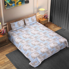 Regal Blue Paisley Cotton Bedsheet (108 × 108 inch) Super King - Furnish Factory