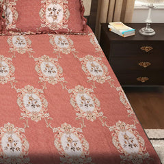 Elegant 5-Piece Quilted Bedding Set | King Size | Light Coral with Floral & Damask Accents