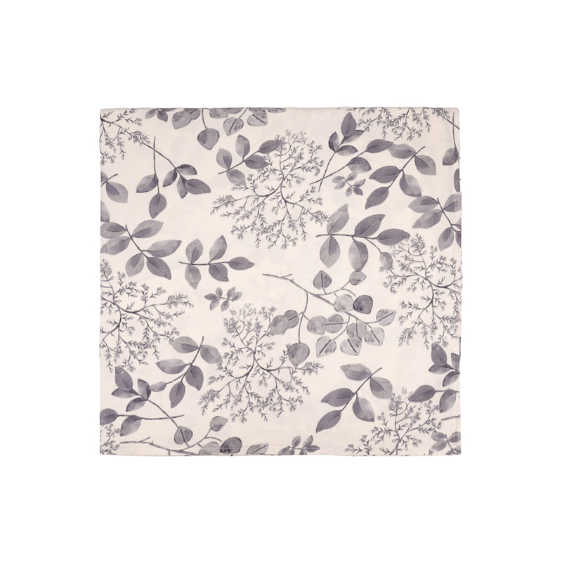 Elegant 5-Piece Quilted Bedding Set | King Size | Grey Leaf Botanical Print on White