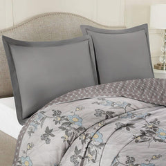Ultrasonic Reversible Comforter – Floral & Geometric Lattice (Cream & Grey)