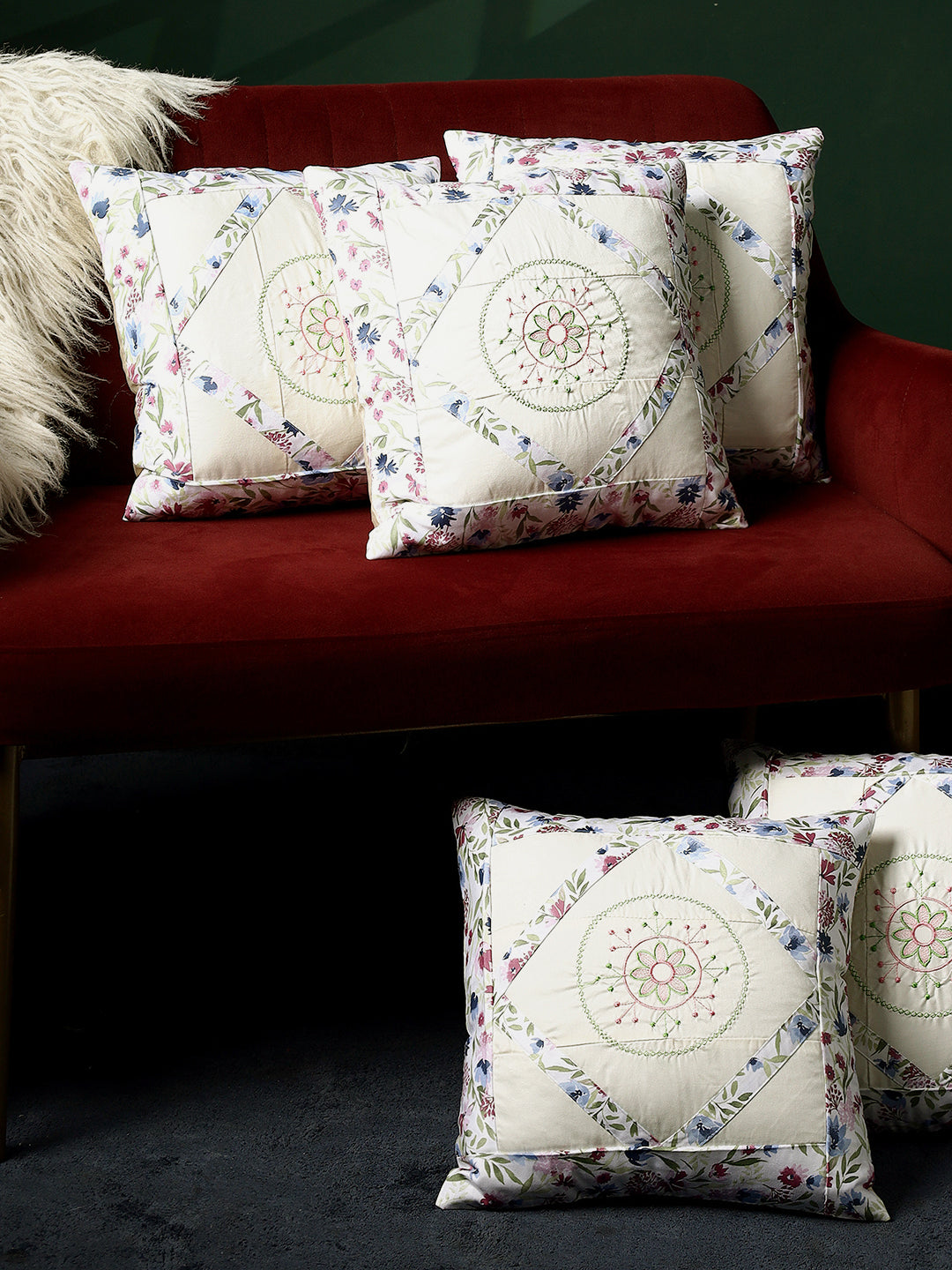 Floral Diamond Cushion Covers  – 14 x 14 inches