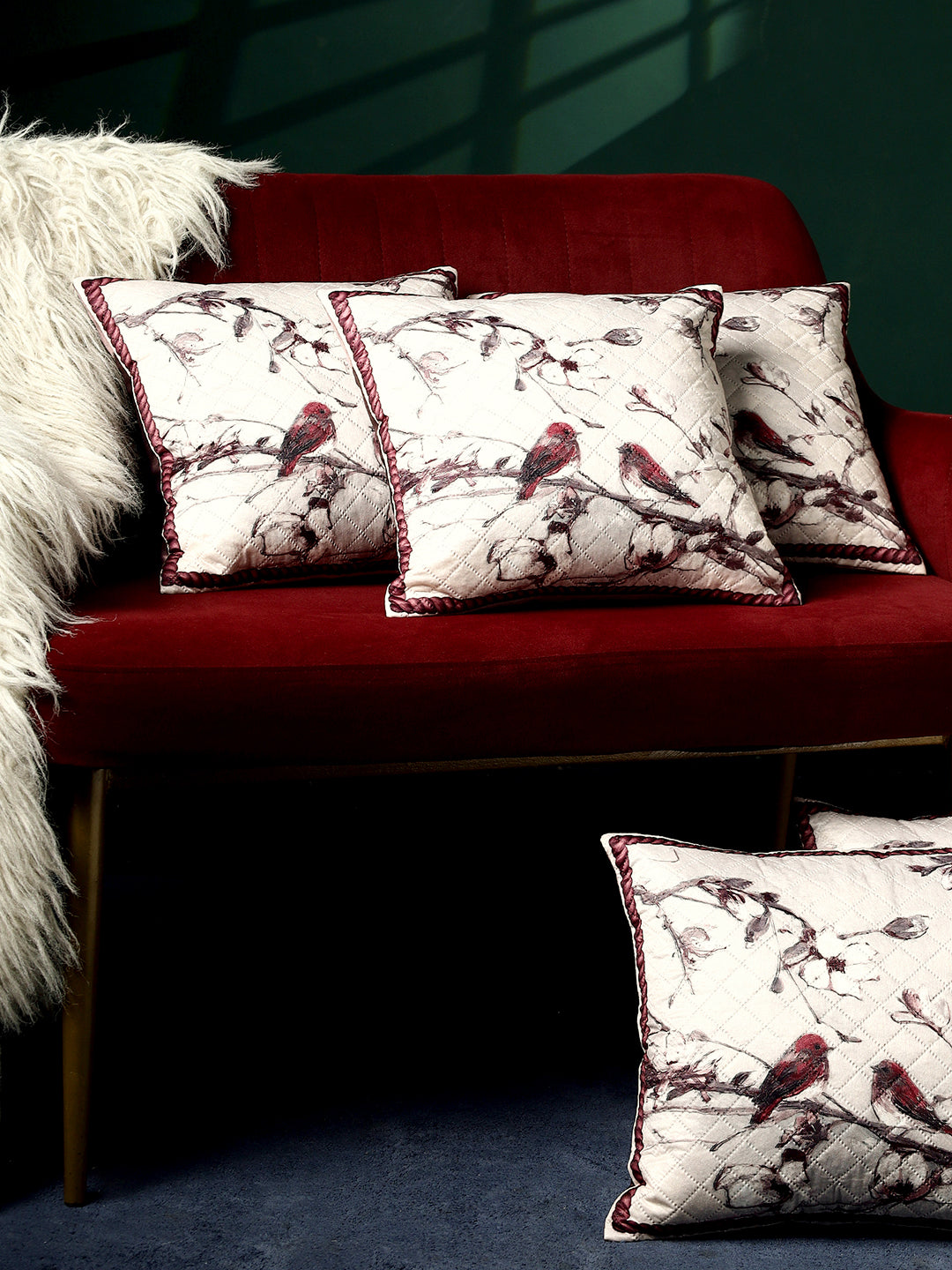 Blossom & Birds Cushion–  14 x 14 inches
