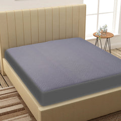 Grey Waterproof Mattress Protector – Fitted Wavy Textured Design