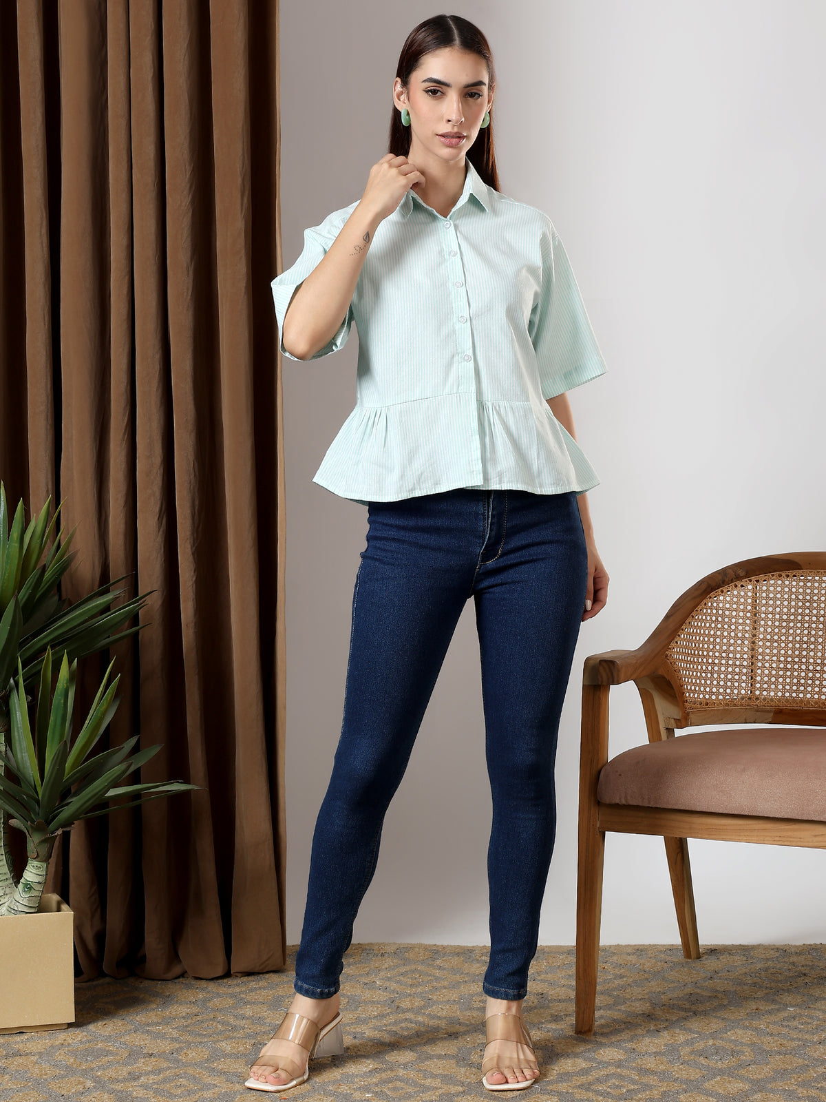 Peplum Breeze Shirt (Sea Green)