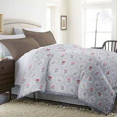 Ultrasonic Reversible Comforter – Floral & Houndstooth (Grey & White)