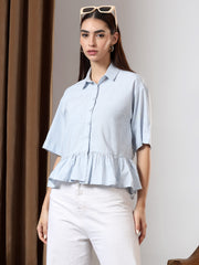 Peplum Breeze Shirt (Blue)