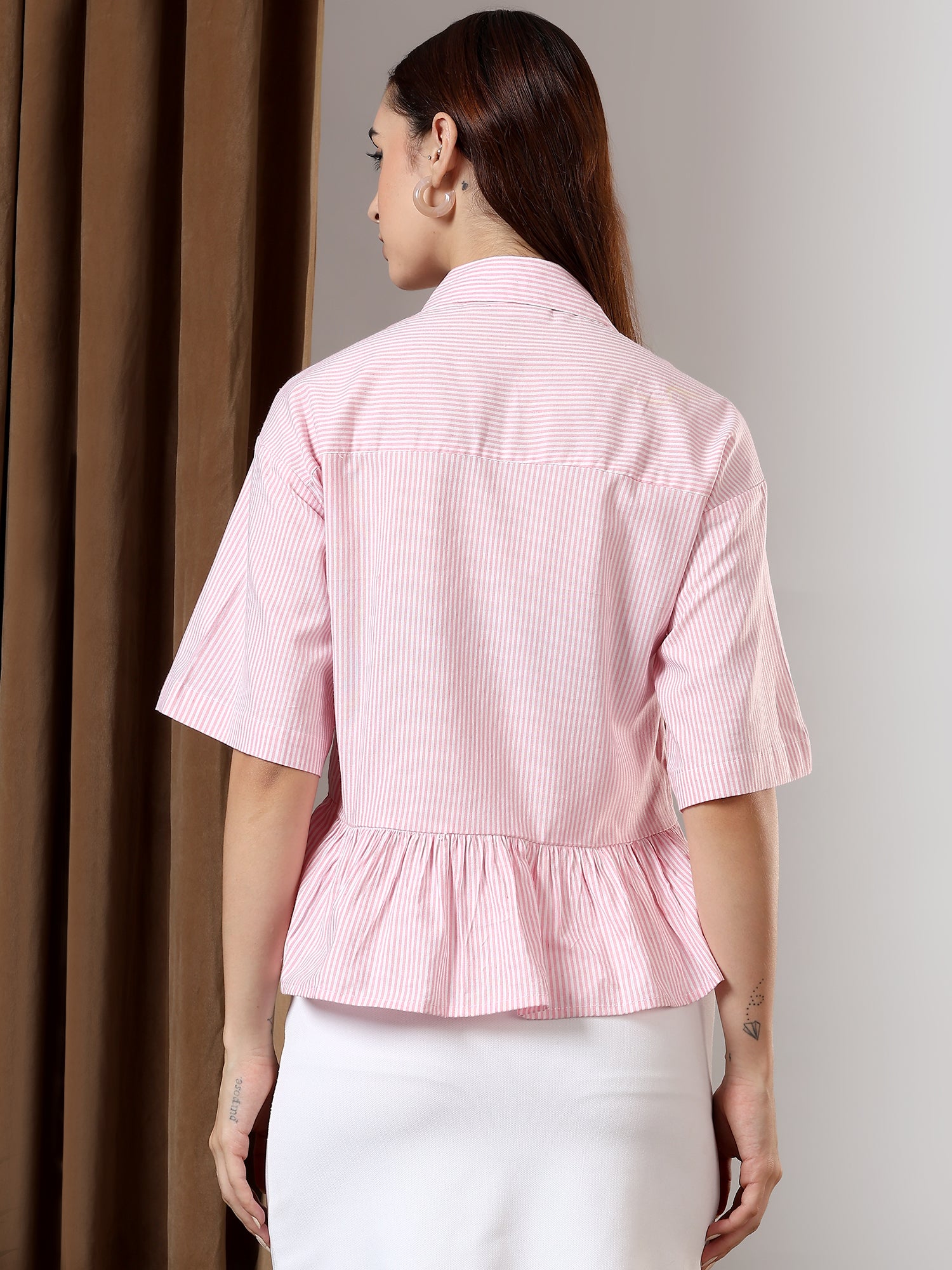 Peplum Breeze Shirt (Pink)