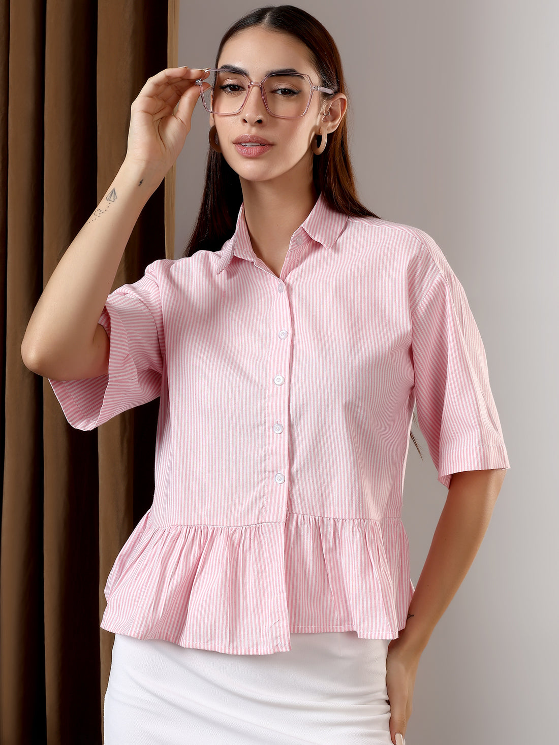 Peplum Breeze Shirt (Pink)