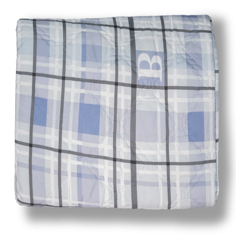 Ultralight Reversible Comforter  | Black & White with Blue Squares