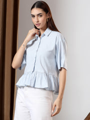 Peplum Breeze Shirt (Blue)