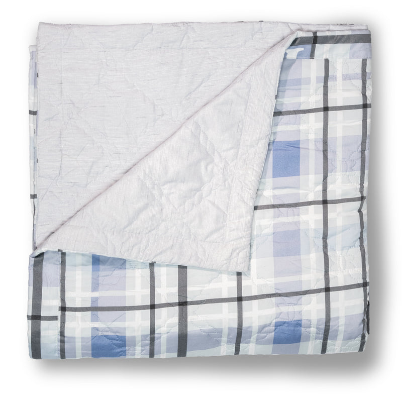 Ultralight Reversible Comforter  | Black & White with Blue Squares