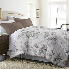 Ultrasonic Reversible Comforter – Floral & Geometric Lattice (Cream & Grey)