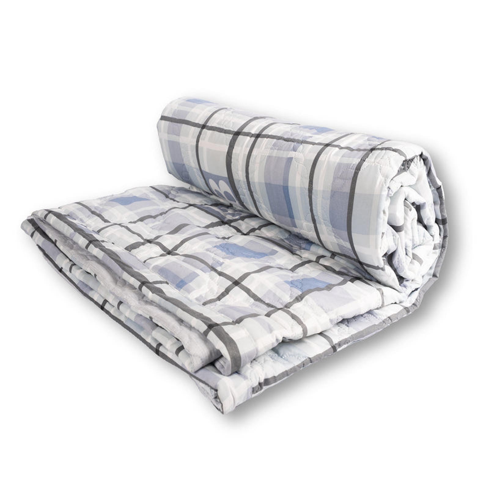 Ultralight Reversible Comforter  | Black & White with Blue Squares - Furnish Factory