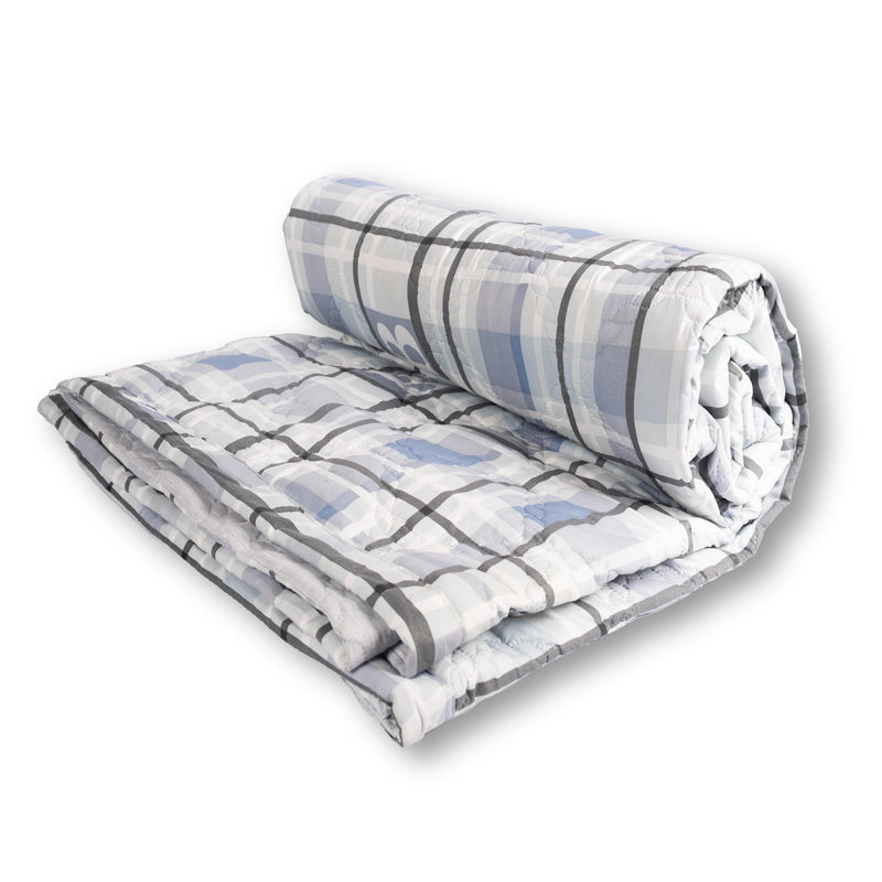 Ultralight Reversible Comforter  | Black & White with Blue Squares