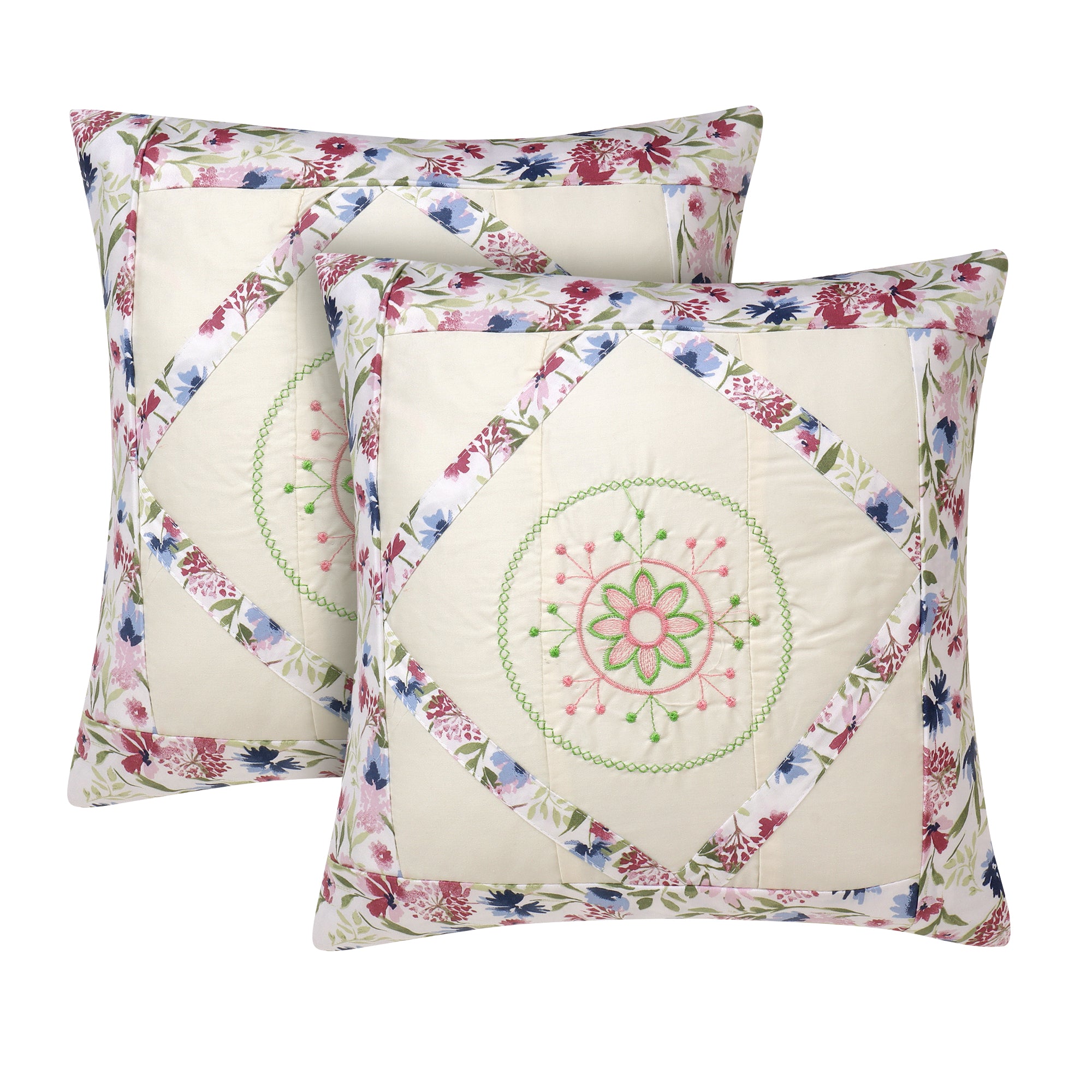 Floral Diamond Cushion Covers  – 14 x 14 inches