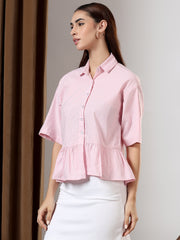 Peplum Breeze Shirt (Pink)