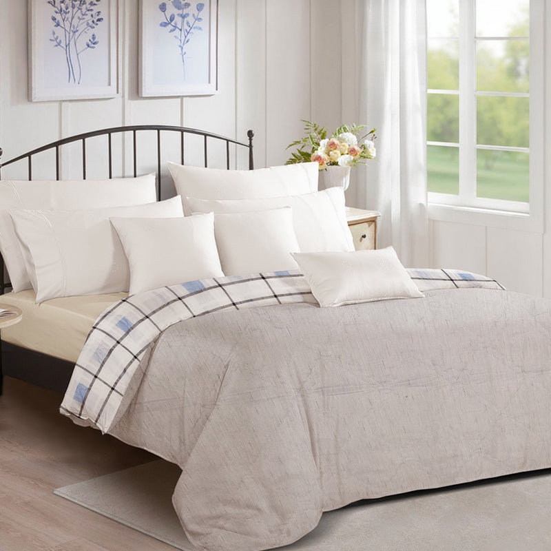 Ultralight Reversible Comforter  | Black & White with Blue Squares