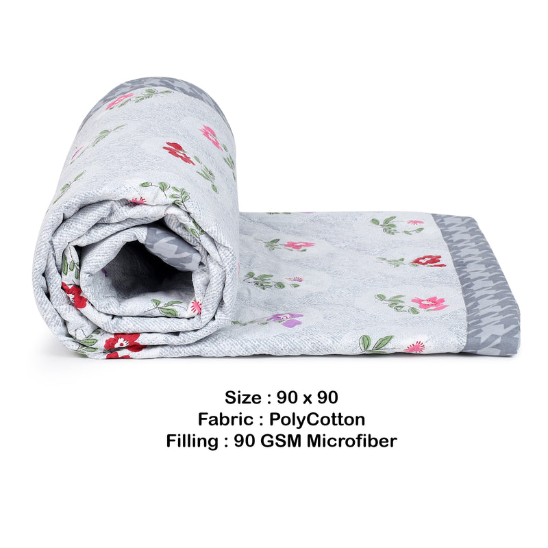Ultrasonic Reversible Comforter – Floral & Houndstooth (Grey & White)