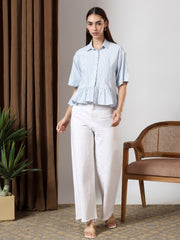 Peplum Breeze Shirt (Blue)