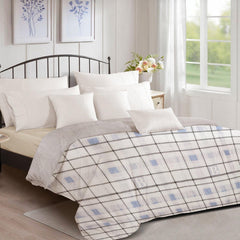 Ultralight Reversible Comforter  | Black & White with Blue Squares - Furnish Factory