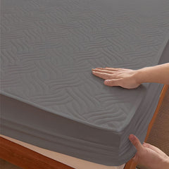 Grey Waterproof Mattress Protector – Fitted Wavy Textured Design