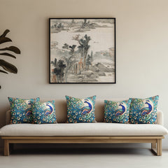 Peacock Art Cushion Cover –  16 x 16 inches