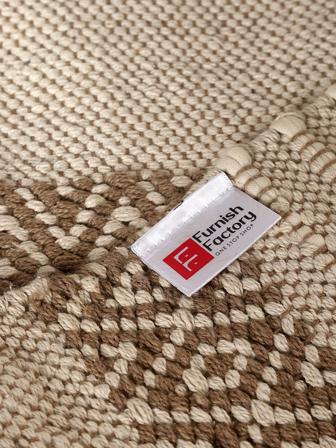Soft knitted Beige Table Runner with tint of brown thread