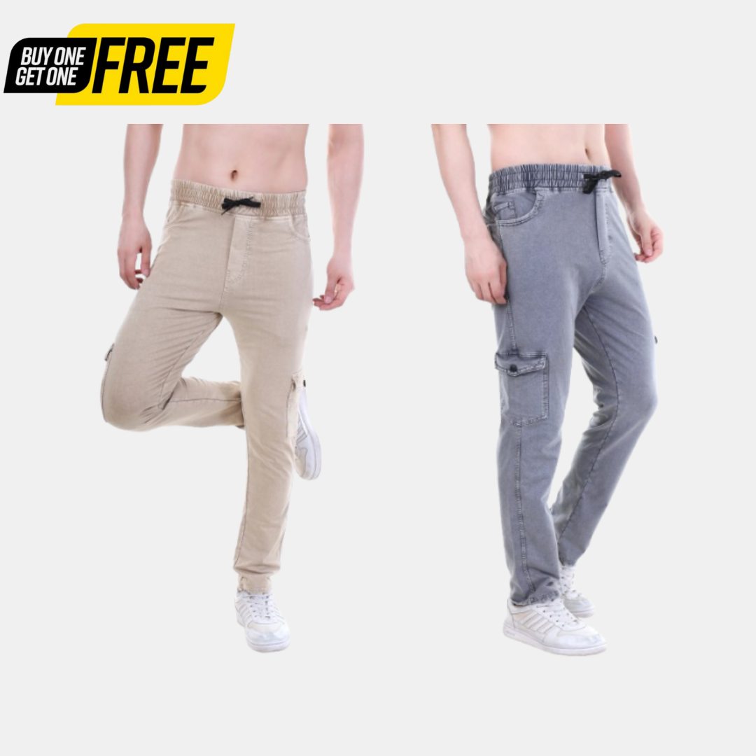 Buy 1 Get 1 Free Stone Beige And Light Grey Cargo Pants