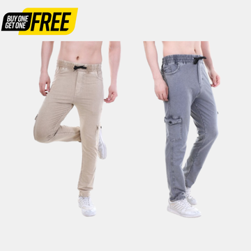 Buy 1 Get 1 Free Stone Beige And Light Grey Cargo Pants