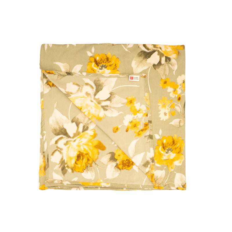 Elegant 5-Piece Quilted Bedding Set | King Size | Light Beige with Yellow & White Floral Design