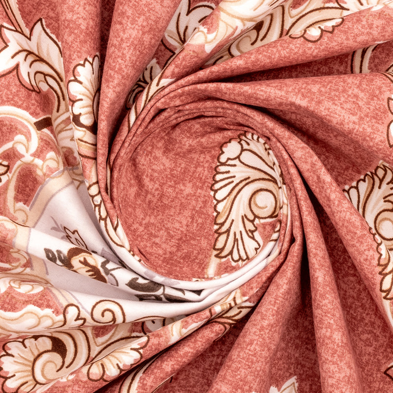 Elegant 5-Piece Quilted Bedding Set | King Size | Light Coral with Floral & Damask Accents