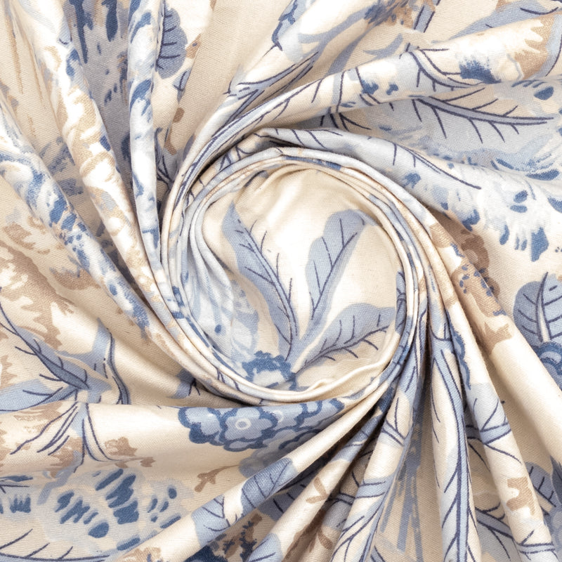 Elegant 5-Piece Quilted Bedding Set | King Size | Cream & Blue-Grey Floral Design